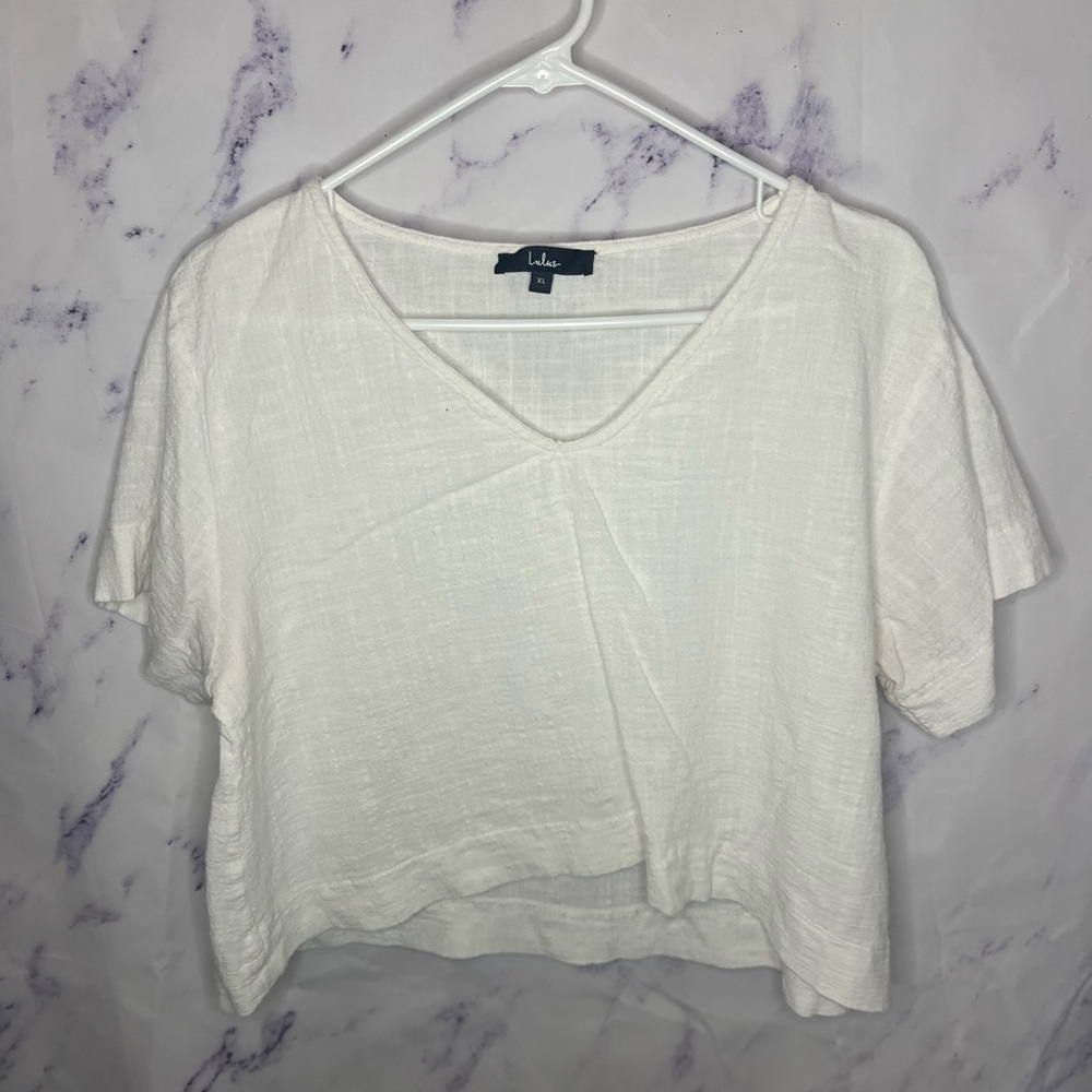 Lulu's Women’s White Cropped Signorina Top Sz XL